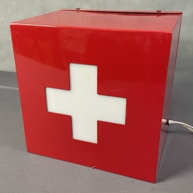 Red Cross Cube Nightlight Red cube light with white cross in the front. Works, light is more