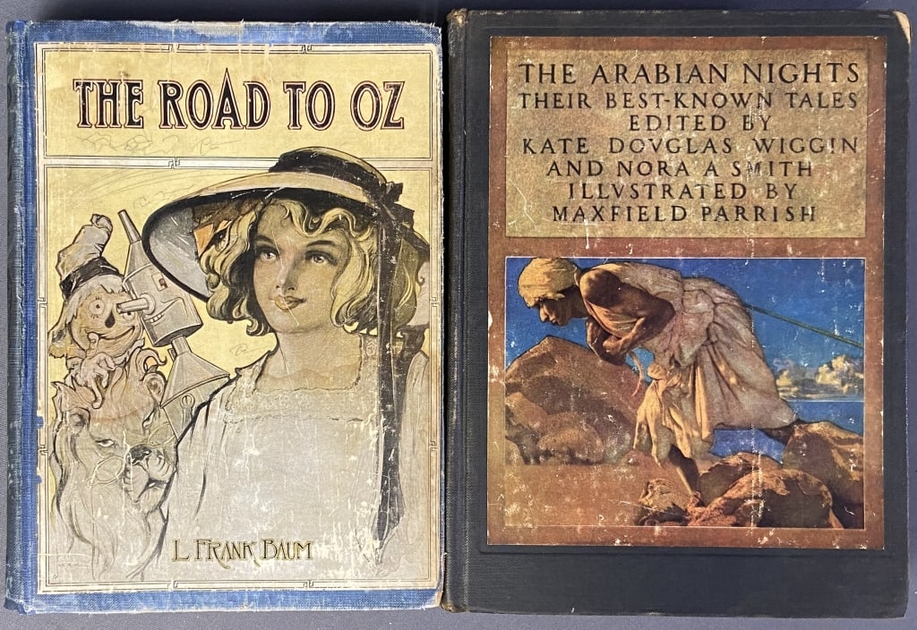 Antique Books Arabian Nights & Road to Oz The Arabian Nights Their Best Known Tales edited by Kate: The Arabian Nights Their Best Known Tales edited by Kate Douglas Wiggin and Nora A Smith, illustrated by Maxfield Parrish. Published by Charles Scribner's Sons, 1925, copyright October 1909. Writing o