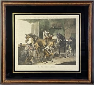 Antique Engraving The Veterinarian Framed The Veterinarian by FC Turner, engraving by JR Mackrell,