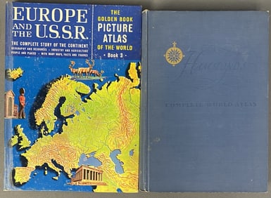 Vintage Atlas Books Set of Two Golden Book Picture Atlas of the World Book 3, Europe and the USSR.