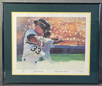 Jose Canseco Homerun King Lithograph Signed Lithograph in mat and frame entitled Jose Canseco