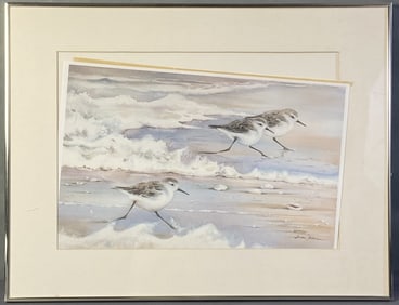 Sandpiper Birds Lithograph by June Fortin Lithograph of birds running along the shore, numbered