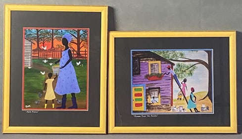 Samantha Claar Gullah Art Serigraphs Set of 2 Two serigraphs by the Gullah artist Samantha Claar.