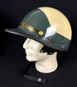 Vintage Police Style Half Shell Motorcycle Helmet No brand or size tag. Measures approximately 12 x