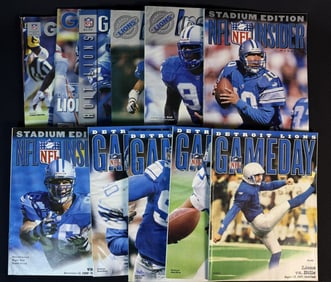 Collection of Detroit Lions Gameday Programs 88-02 11 programs. Please refer to photos for dates.