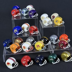Vintage Mini Football Helmet Collection Please see photos for included items and condition details.