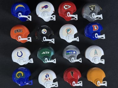 Vintage Mini Football Helmet Collection Please see photos for included items and condition details.