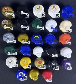Vintage Mini Football Helmet Collection Please see photos for included items and condition details.