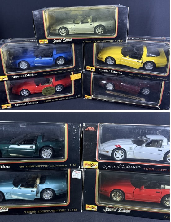 Maisto 1:18 Scale Diecast C4 Corvette Collection Boxes have been previously opened. Some boxes/bases: Boxes have been previously opened. Some boxes/bases do not match please refer to photos for item information and condition details. 12.5 x 18.5 x 14 inches total.