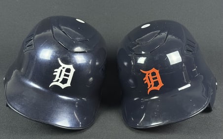 Detroit Tigers Batting Helmets Rawlings Coolflo Two helmets sizes 7 3/8 and 7 3/4. Some signs of use