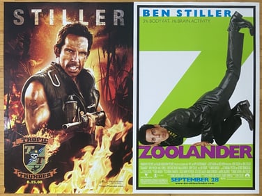 Ben Stiller Movie Posters One Sheet Double Sided Movie posters for Zoolander and Tropic Thunder,
