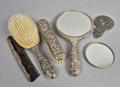 Vintage Vanity Set & Assorted Pieces Including Towle Sterling Silver Mirror