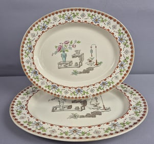 Spode Copeland Canton Large Serving Platters 18.5 inch platter has a large crack on the bottom that