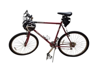 Red Specialized Hardrock Mountain Bike Tires flat. Some rust, signs of wear. Please see images for