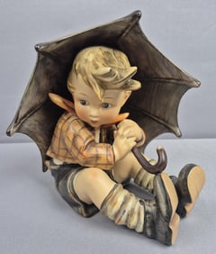 Vintage Goebel Hummel 8" Umbrella Boy Figurine #2 Crazing, no chips. Please see images for details