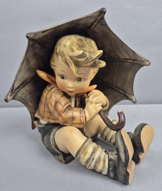 Vintage Goebel Hummel 8" Umbrella Boy Figurine #2 Crazing, no chips. Please see images for details: Crazing, no chips. Please see images for details regarding the condition.