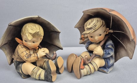 Goebel Hummel 5" Umbrella Boy & Girl Figurines No chips or cracks. Please see images for details