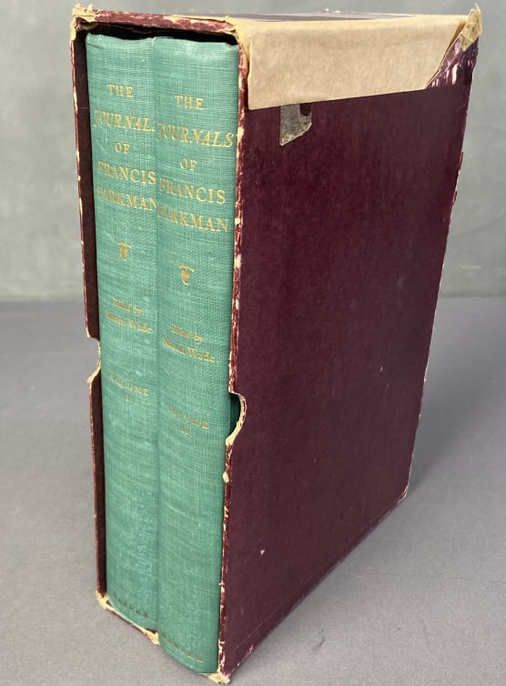 Journals of Francis Parkman Books 1st Edition The Journals of Francis Parkman Volumes One and Two,: The Journals of Francis Parkman Volumes One and Two, edited by Mason Wade, published by Harper & Brothers, 1947 first edition. Tape on top of slipcase, slipcase is also missing backing.