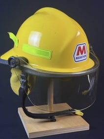 Metro Cairns EMS Helmet Model 660C Marathon Yellow With Visor. Inner foam has started to break