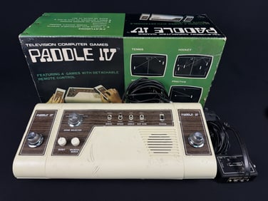 Vintage Paddle IV TV Pong Video Game With original box. Powers on and sound plays. Not tested with