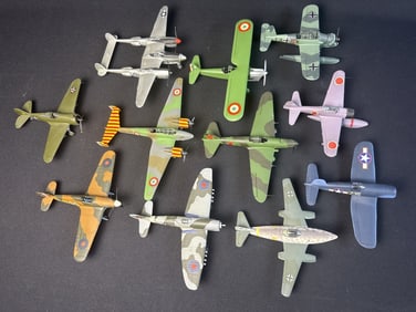Assembled Plastic WWI WWII Model Aircraft Lot Mixed scales. Some broken pieces including landing