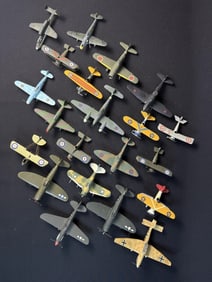 Assembled Plastic WWI WWII Model Aircraft Lot Mixed scales. Some broken pieces including landing