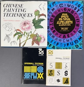 Chinese Painting & Speed Ball Printing Books Speedball Textbook for Pen & Brush Lettering 19th &