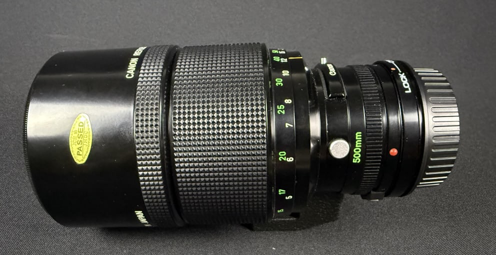 Canon FD Reflex 500mm f8.0 With EOS Adapter Includes front and rear caps. Untested. 7 x 3.5 inches.: Includes front and rear caps. Untested. 7 x 3.5 inches.