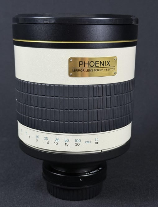 Phoenix Mirror Lens 800mm1:8 Canon Mount Untested. 6.5 x 4 inches.: Untested. 6.5 x 4 inches.