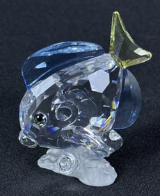 Swarovski Crystal Blue Tang Fish With original inner and outer box measuring 3 x 4.5 x 4.5 inches.