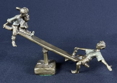 Mark Hopkins Bronze Up and Down 1999 271/950 756 grams. 9 inches long x 5 inches tall. With original
