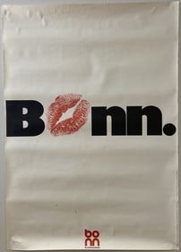 Vintage 70's Bonn Kussmund Poster Bonn Kussmund tourism poster for Bonn Germany. Some small stains,