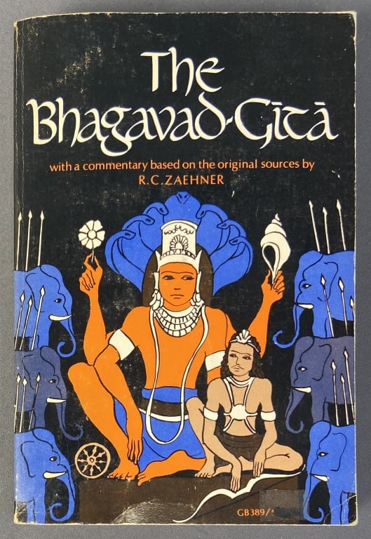 Vintage Book The Bhagavad-Gita Oxford Press The Bhagavad-Gita with commentary by RC Zaehner.: The Bhagavad-Gita with commentary by RC Zaehner. Published by Oxford University Press, 1976. Some light creasing in cover.