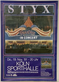 1981 German Styx Concert Poster Poster for the Styx Concert held at the Kolne Sporthalle on Thursday
