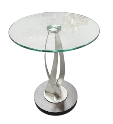 Round Glass Top Table with Twisted Metal Base Table measures 17.5" in diameter and 21" (1 of 8)