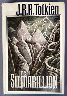 JRR Tolkien Silmarillion First American Edition The Silmarillion by JRR Tolkien. Published by: The Silmarillion by JRR Tolkien. Published by Houghton Mifflin Company, 1977 first American edition, fourth printing. Small tear in dust jacket.