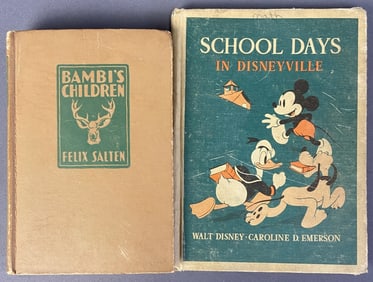 Disney & Bambi Vintage Books 1939 Set of Two Bambi's Children by Felix Salten, published by Grosset