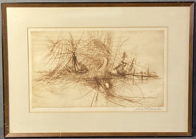 Robert Cariola Etching The King Signed Etching of the abstract artwork of Robert Cariola entitled