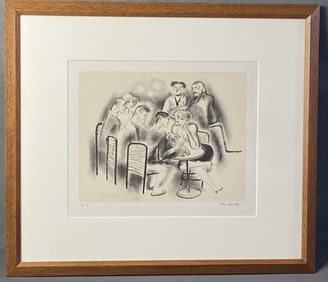 John Carroll Lithograph Signed Artists at Table Artists Around a Table lithograph by John Carroll,
