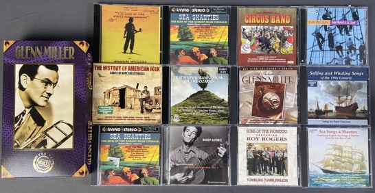 CDs Glenn Miller, Folk Music, Sea Shanties Set of thirteen albums on compact disc. All are sold