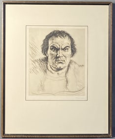 Carl Bauer Copper Plate Etching Signed Etching of Martin Luther by Carl Bauer from 1925, signed by