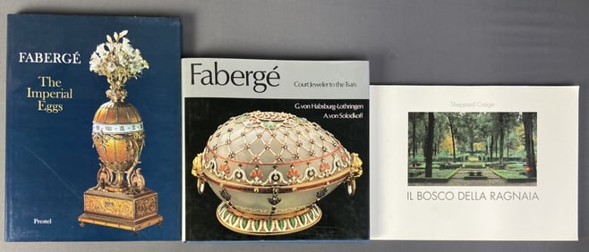 Faberge Egg & Italian Garden Art Books Set of 3 Il Bosco Della Ragnaia by Sheppard Craige. Published