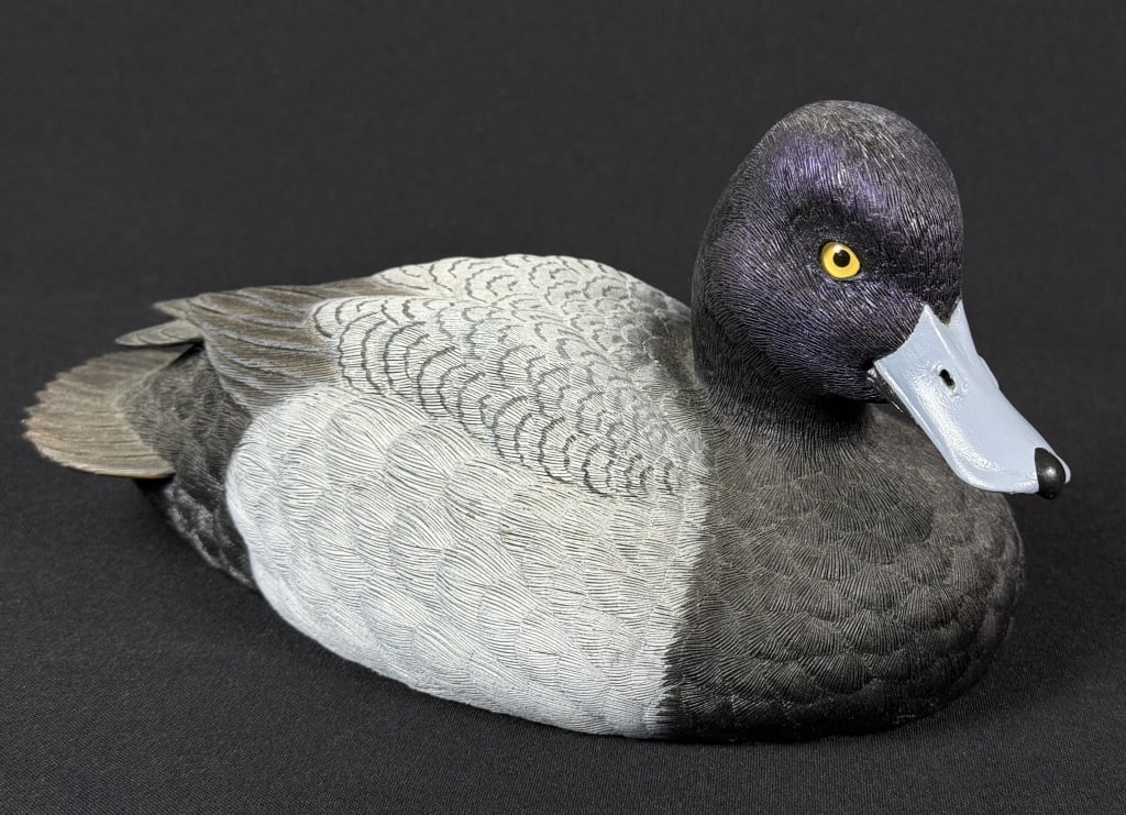 Vintage Jules Bouillet Bluebill Duck Decoy 1990 Signed and numbered 436/3520. Free from damage. 10 x: Signed and numbered 436/3520. Free from damage. 10 x 5 x 5 inches.