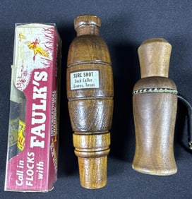 Vintage Duck & Predator Calls Faulk’s Sure Shot Waterfowl USA. See photos for item and condition