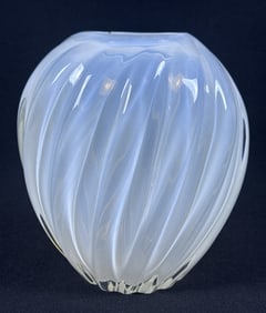 Vintage Contemporary Opalescent Glass White Vase No makers mark. Free from chips or cracks. 7 x 6.5
