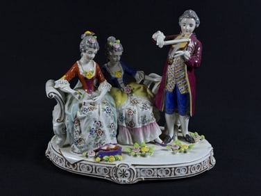 Vintage Dresden Style Porcelain Figure Statue Maker Unknown. Made in Japan. Please see photos for