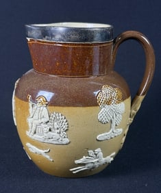 Royal Doulton Hunter Pitcher Sterling Silver 6444 CS * FS silver hallmarks. 6.5 inches tall by 7