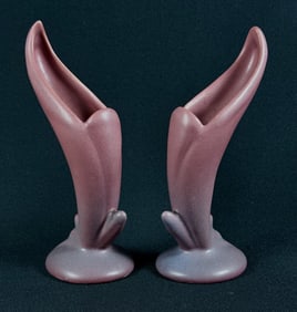 Vintage Van Briggle Mulberry Vase Pair 8 inches tall. Good condition. Free from cracks or chips.
