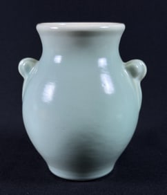 Vintage Weller Pottery Blue Handled Vase 6 x 5 inches. No cracks or chips. Some crazing present.