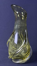 Vintage Green Chalet Art Glass Vase 12 inches tall by 6 inches wide. No chips or cracks. Please